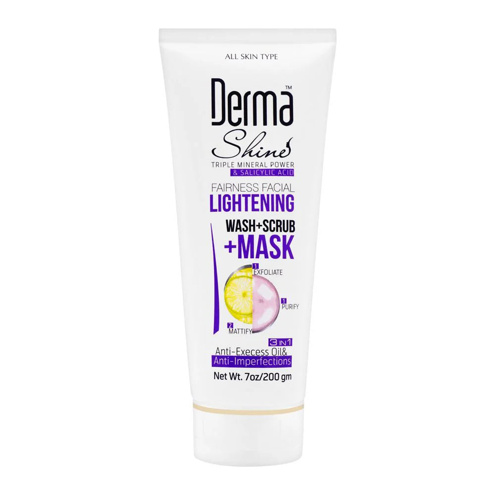 Derma Shine 3 In 1 Lightening Face Wash 200g