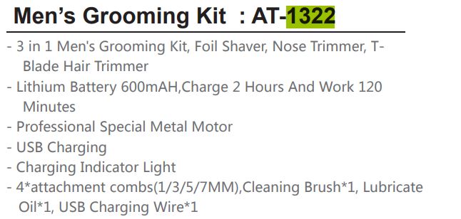 HTC AT-1322 Men Grooming Hair Trimmer Kit