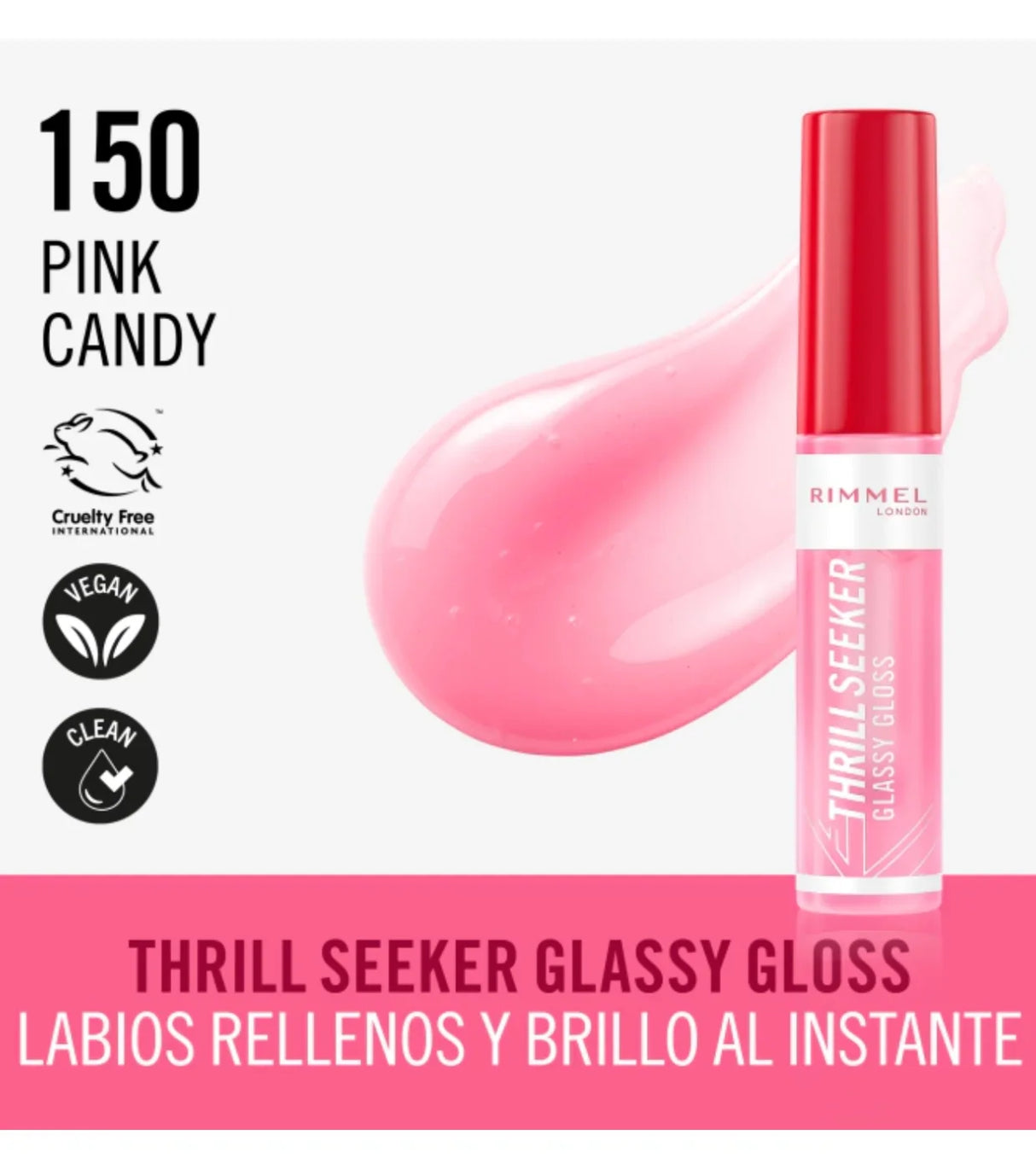 Rimmel Thrill Seeker Glassy Lip Gloss 10ml - 150 Pink Candy