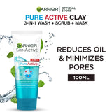 Garnier Pure Active 3 In 1 Clay Face Wash 100ml