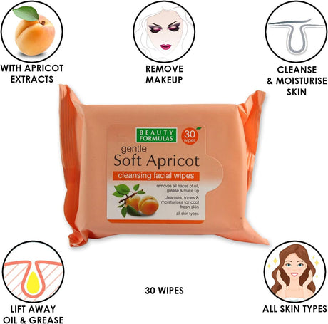 Beauty Formulas Soft Apricot Cleansing Facial Wipes 30S