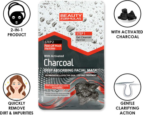 Beauty Formulas Charcoal Face Sheet Mask (Dual Step)