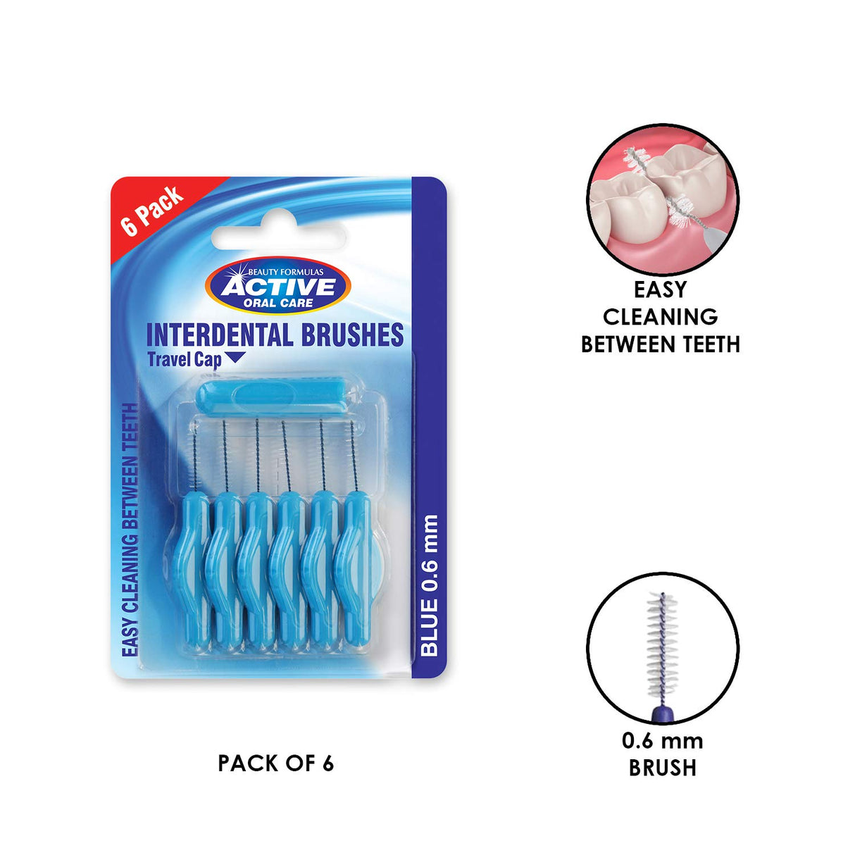 Beauty Formulas Active 0.6MM Interdental Brush (Pack of 6)