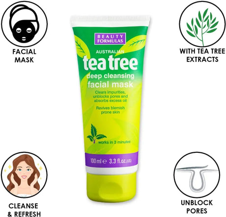 Beauty Formulas Tea Tree Deep Cleansing Facial Mask 100ml