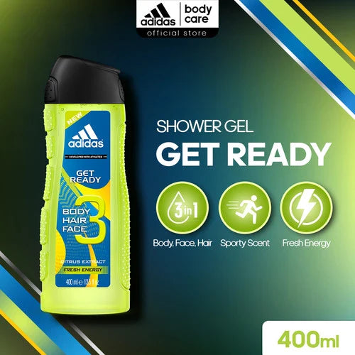 Adidas Men Get Ready 3 In1 Shower Gel 400ml