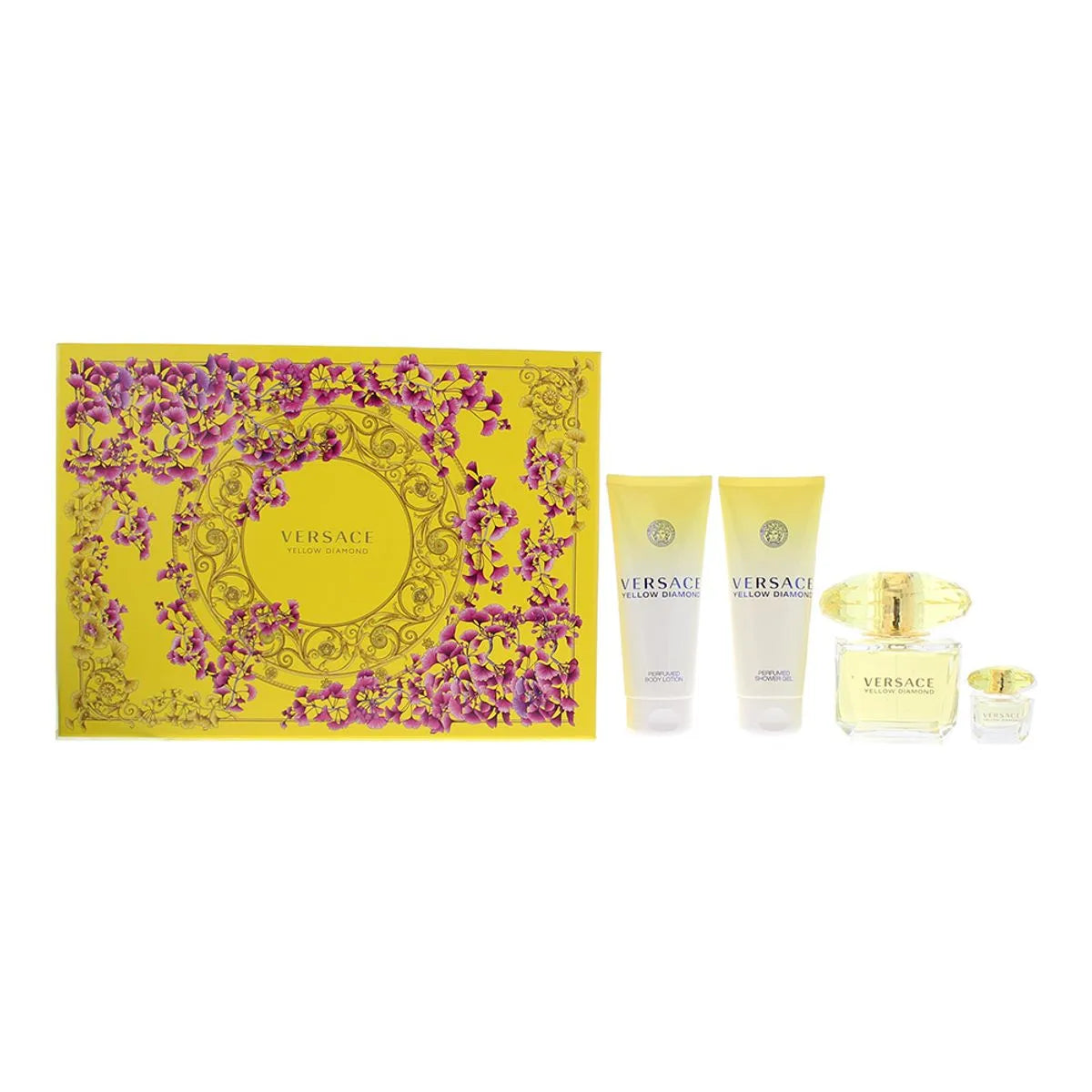 Versace Yellow Diamond Women Set (EDT 90ml + EDT 5ml + Body Lotion 100ml + Shower Gel 100ml)