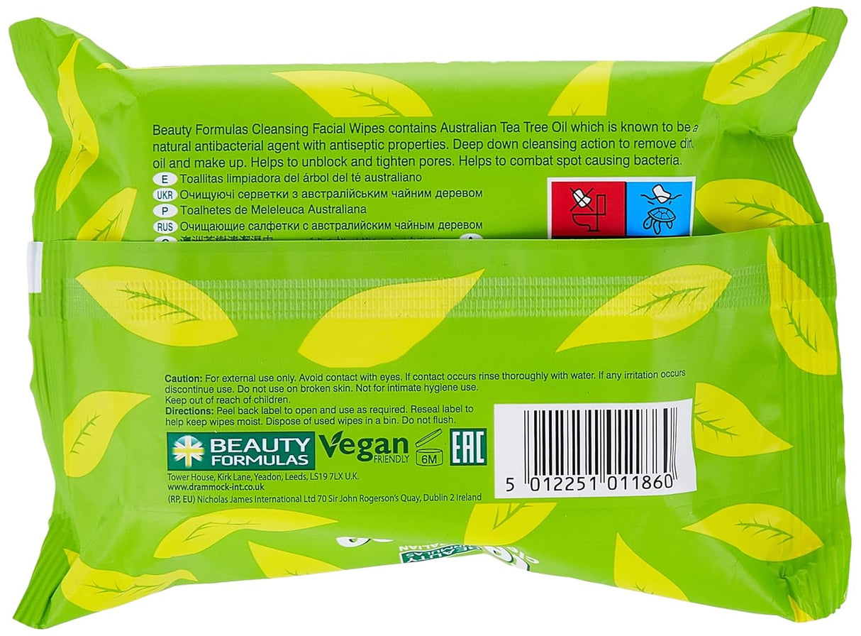 Beauty Formulas Tea Tree Cleansing Wipes 30S