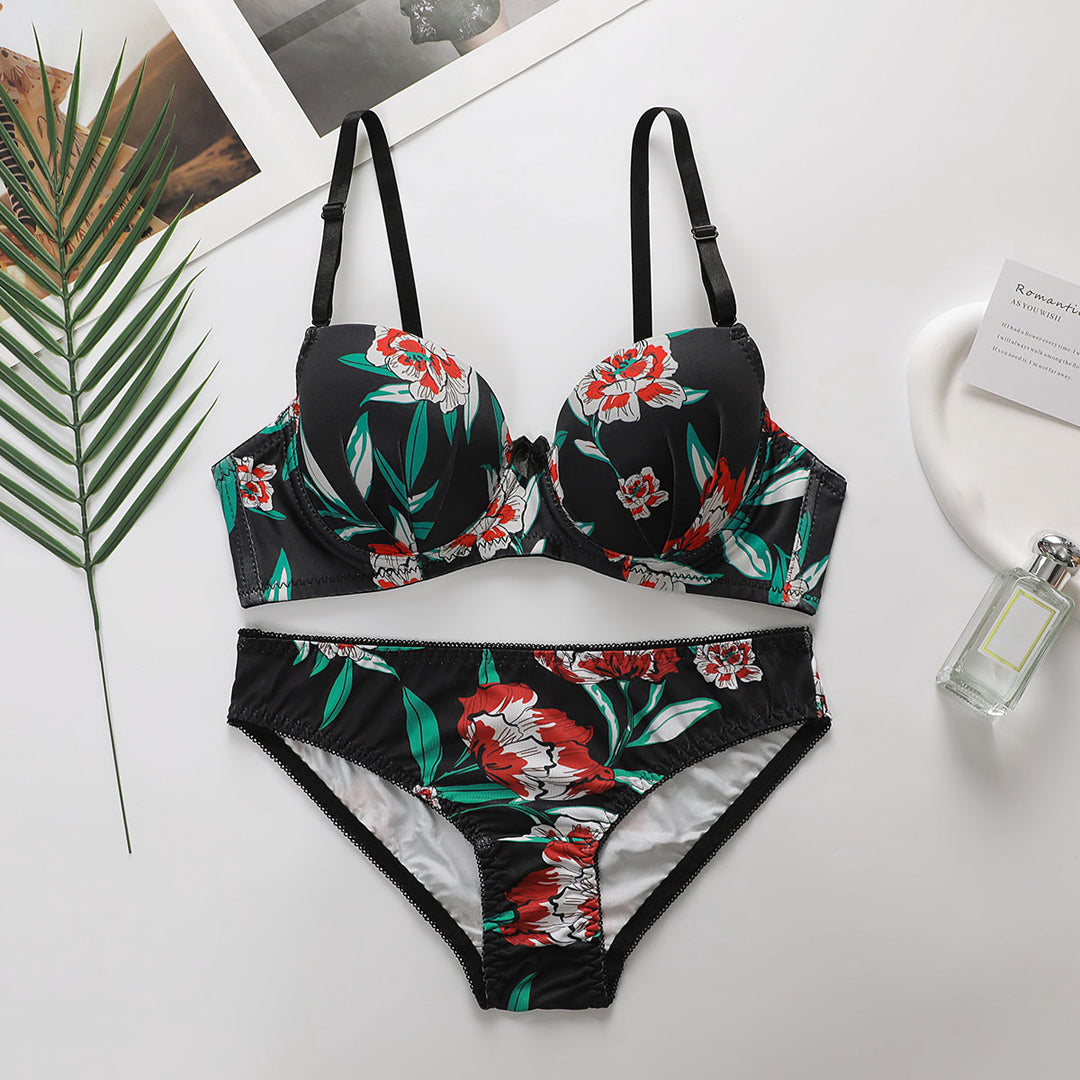 Printed Padded Bra Set - A2138