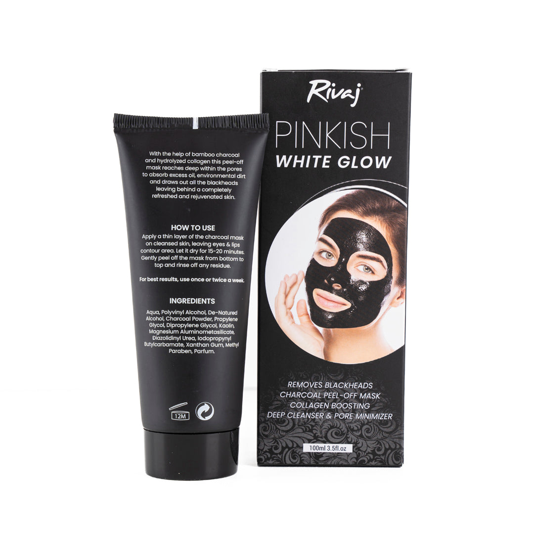 Rivaj Pinkish White Glow Charcoal Black Peel Off Mask 100ml