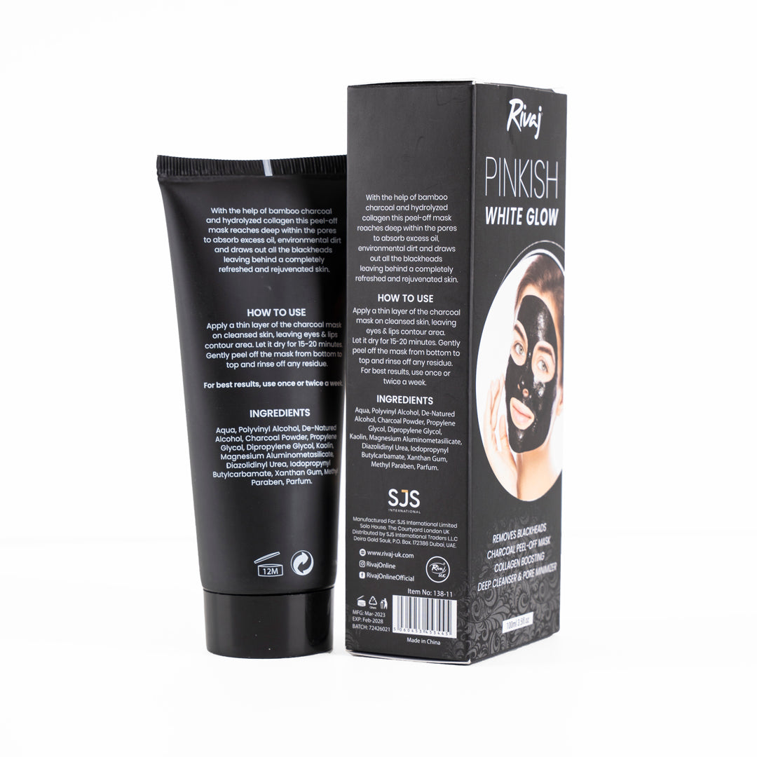 Rivaj Pinkish White Glow Charcoal Black Peel Off Mask 100ml