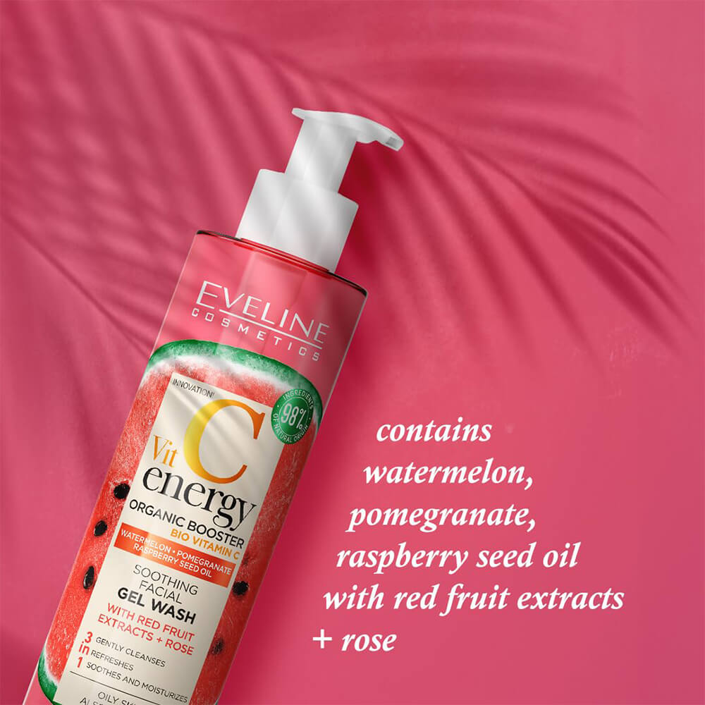 Eveline Vit C Energy 3 In 1 Red Fruit & Rose Soothing Face Wash 200ml