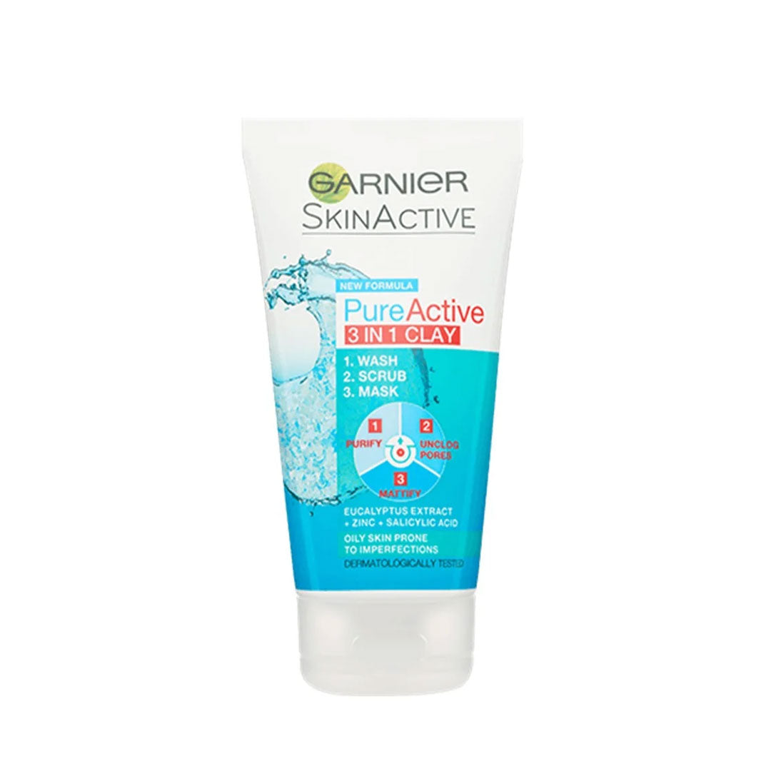 Garnier Pure Active 3 In 1 Mask  Scrub Wash 150ml