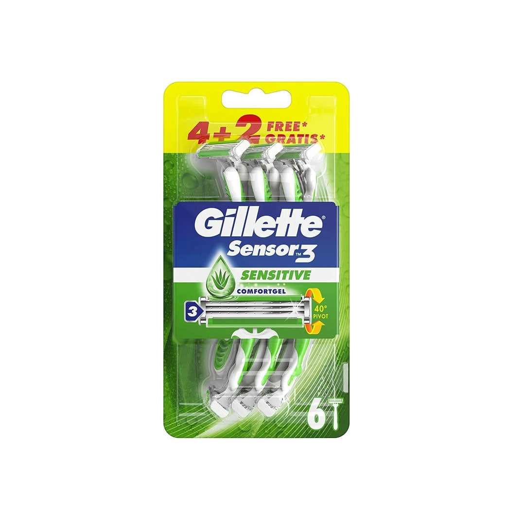 Gillette Sensor 3 Sensitive Comfort Gel Razor 6'S