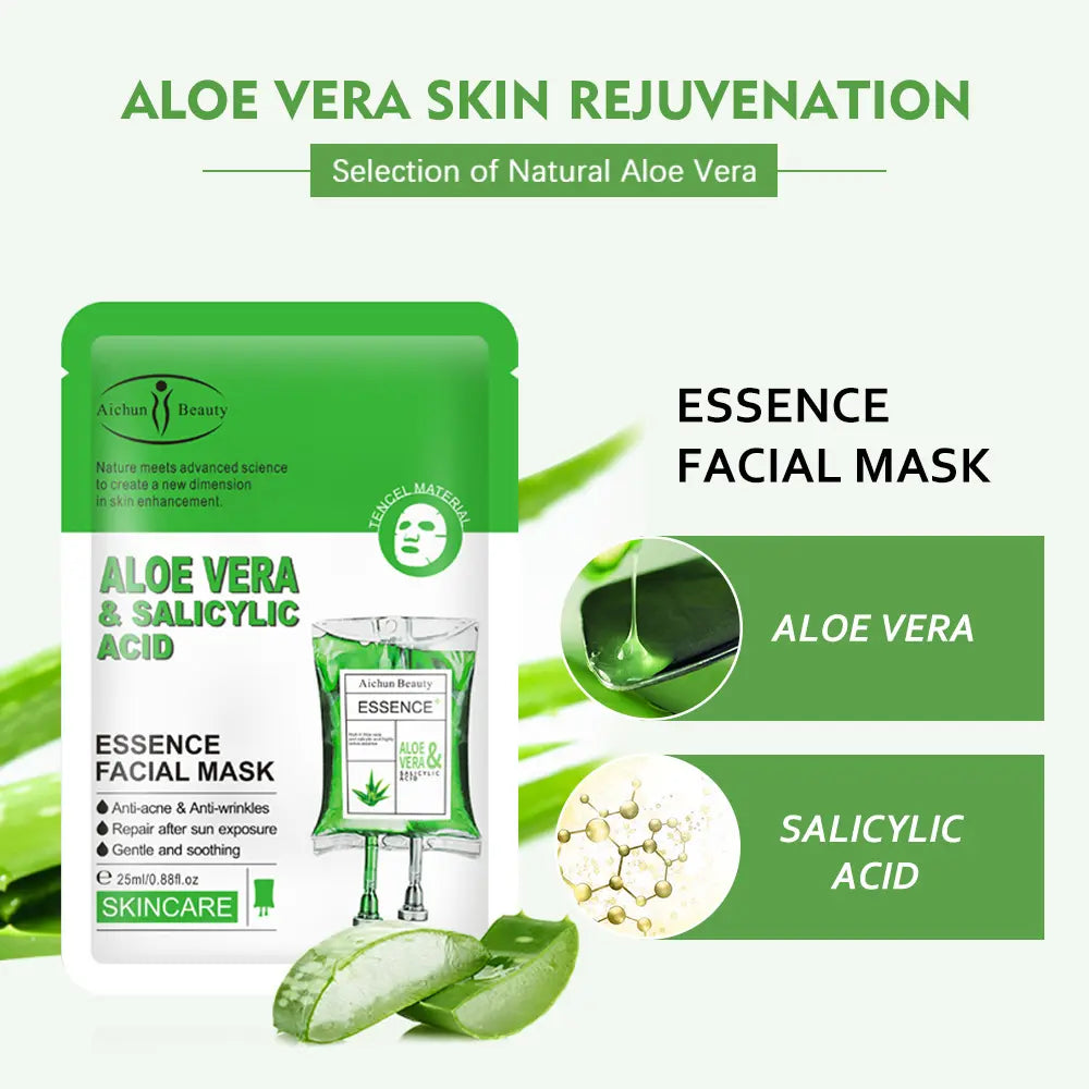 Aichun Beauty Aloe Vera Sheet Mask 25ml  (Pack of 10)