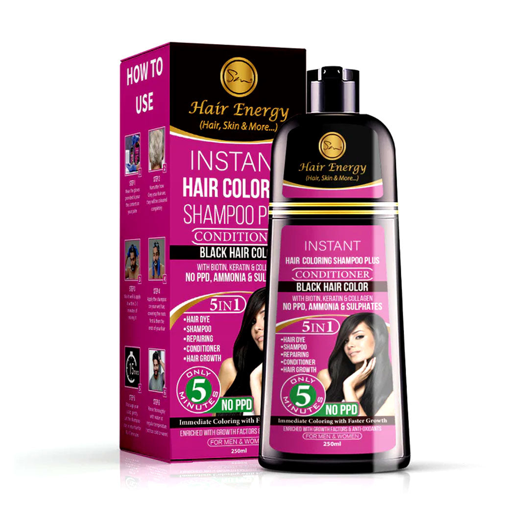 Hair Energy Instant Hair Coloring Shampoo & Conditioner - Black 250ml