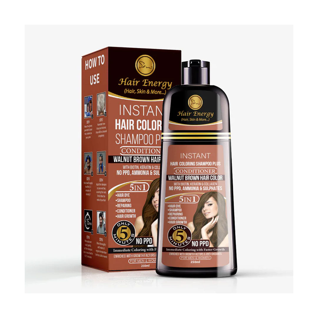 Hair Energy Instant Haircolor Shampoo & Conditioner 250ml - Walnut Brown