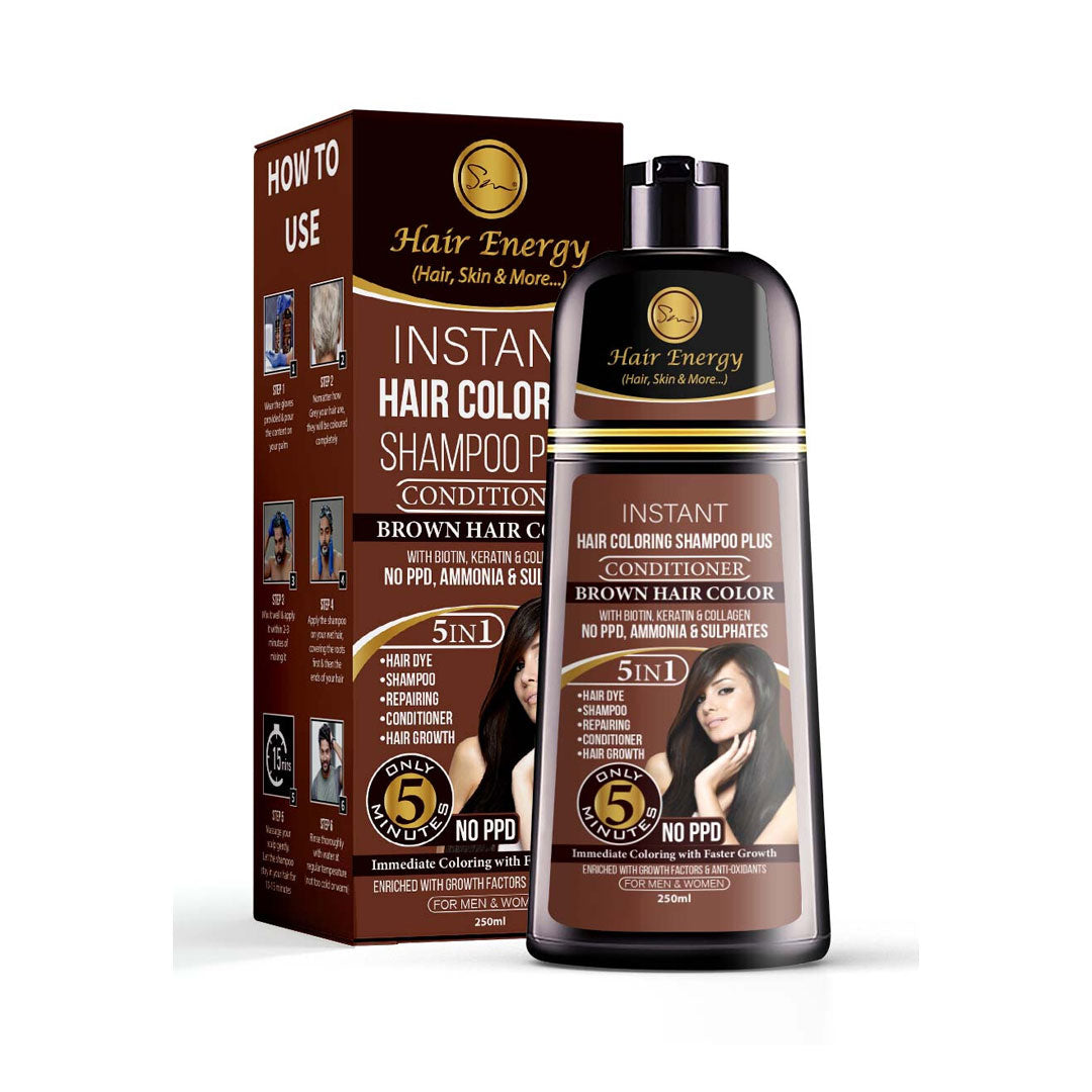 Hair Energy Instant Haircolor Shampoo & Conditioner 250ml - light Brown