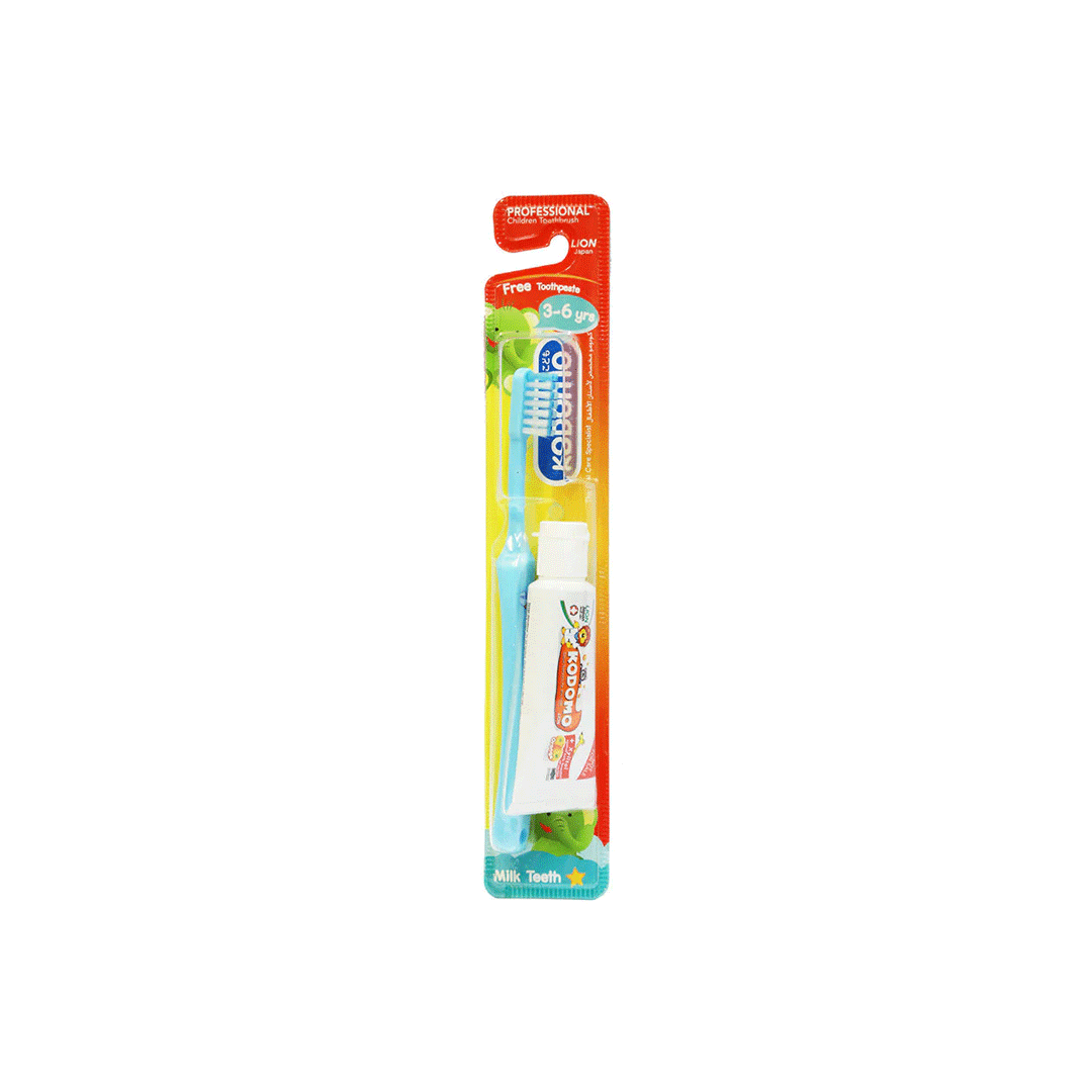 Kodomo 3-6 Yrs Orange / Strawberry Teeth Brush & Paste Set 15g