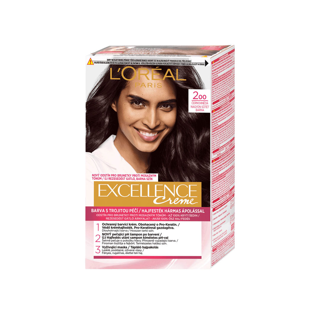 Loreal Excellence Hair Color - 200 Black Brown