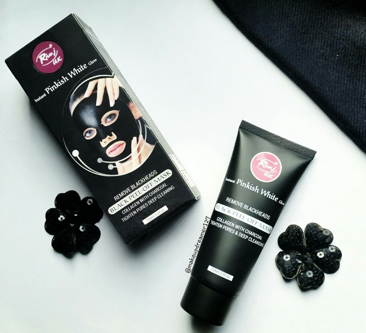 Rivaj Pinkish White Glow Charcoal Black Peel Off Mask 100ml