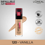 Loreal Infallible 32H Breathable Liquid Foundation - 120 Vanilla