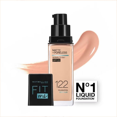 Maybelline Fit Me SPF22 Matte Poreless Foundation - 122 Creamy Beige