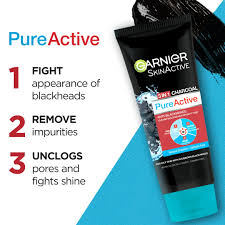 Garnier Pure Active 3 In 1 Charcoal Face Wash 50ml