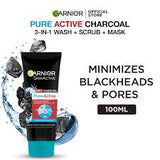 Garnier Pure Active 3 In 1 Charcoal Face Wash 100ml