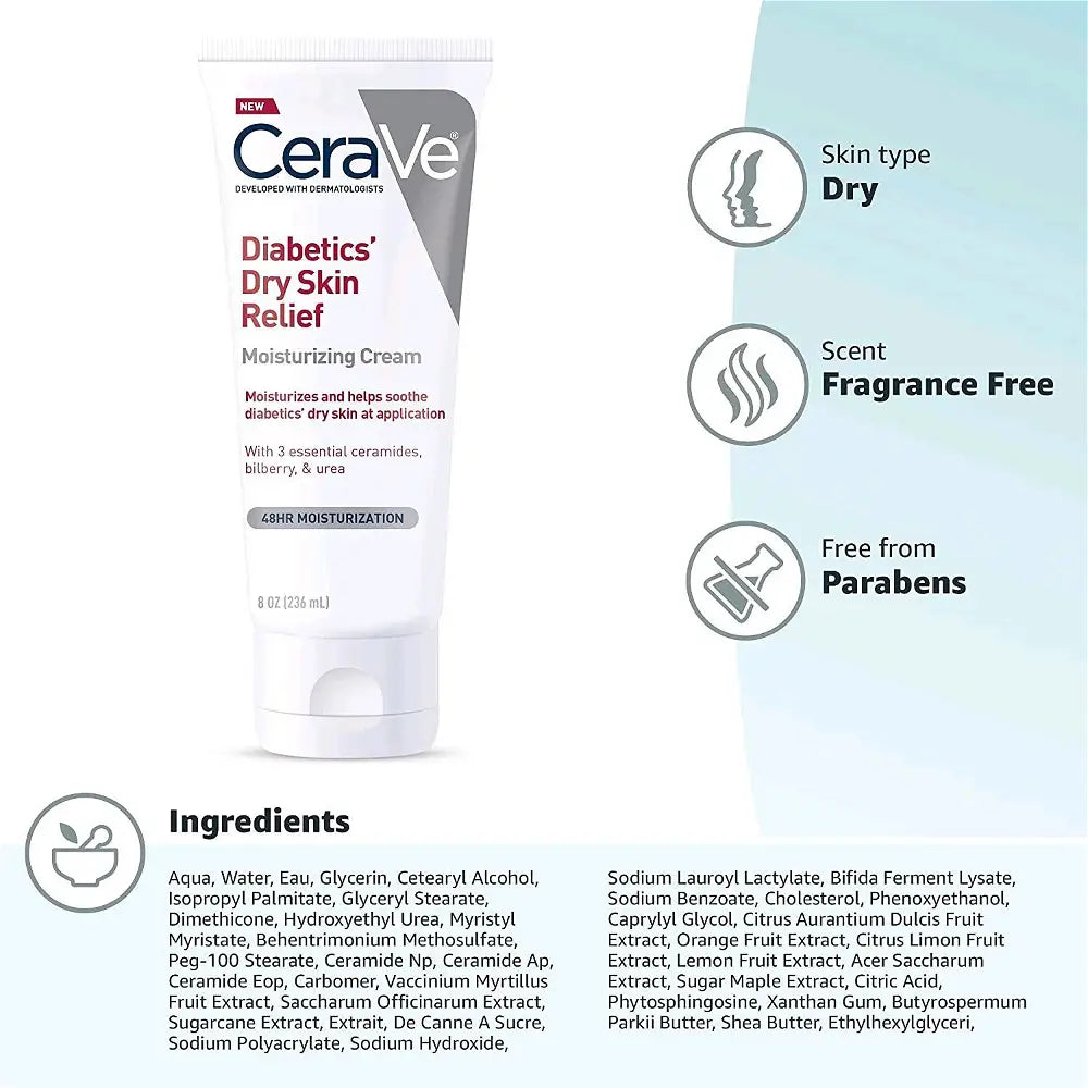 Cerave Diabetics  Dry Skin Relief Moisturizing Cream 8OZ