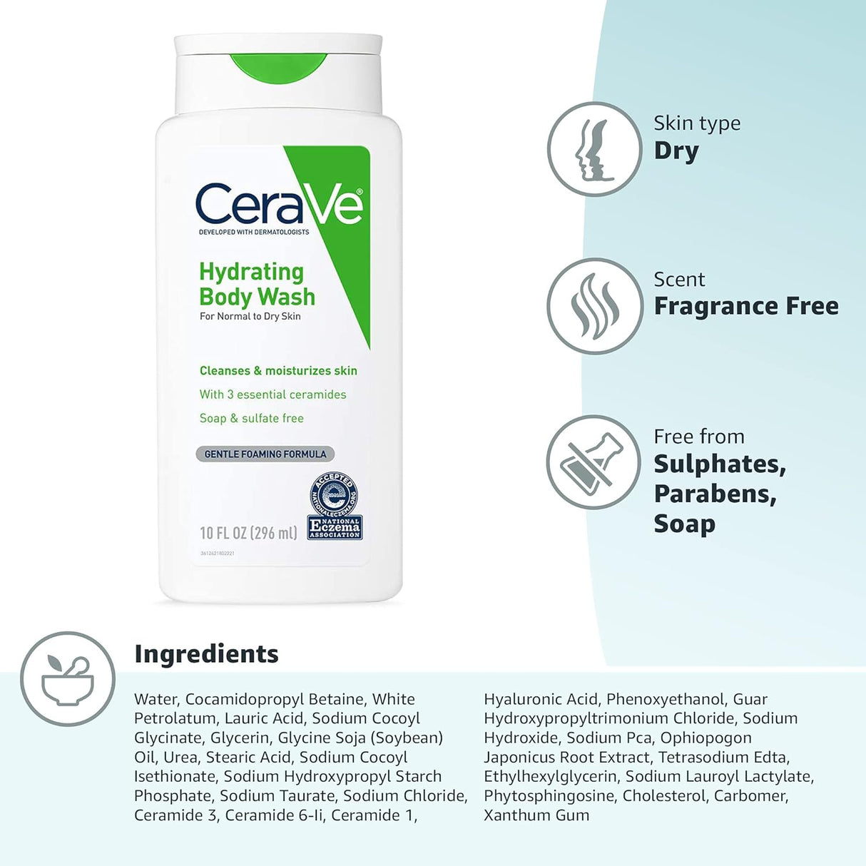 Cerave Normal To Dry Hydrating Body Wash 10 Oz