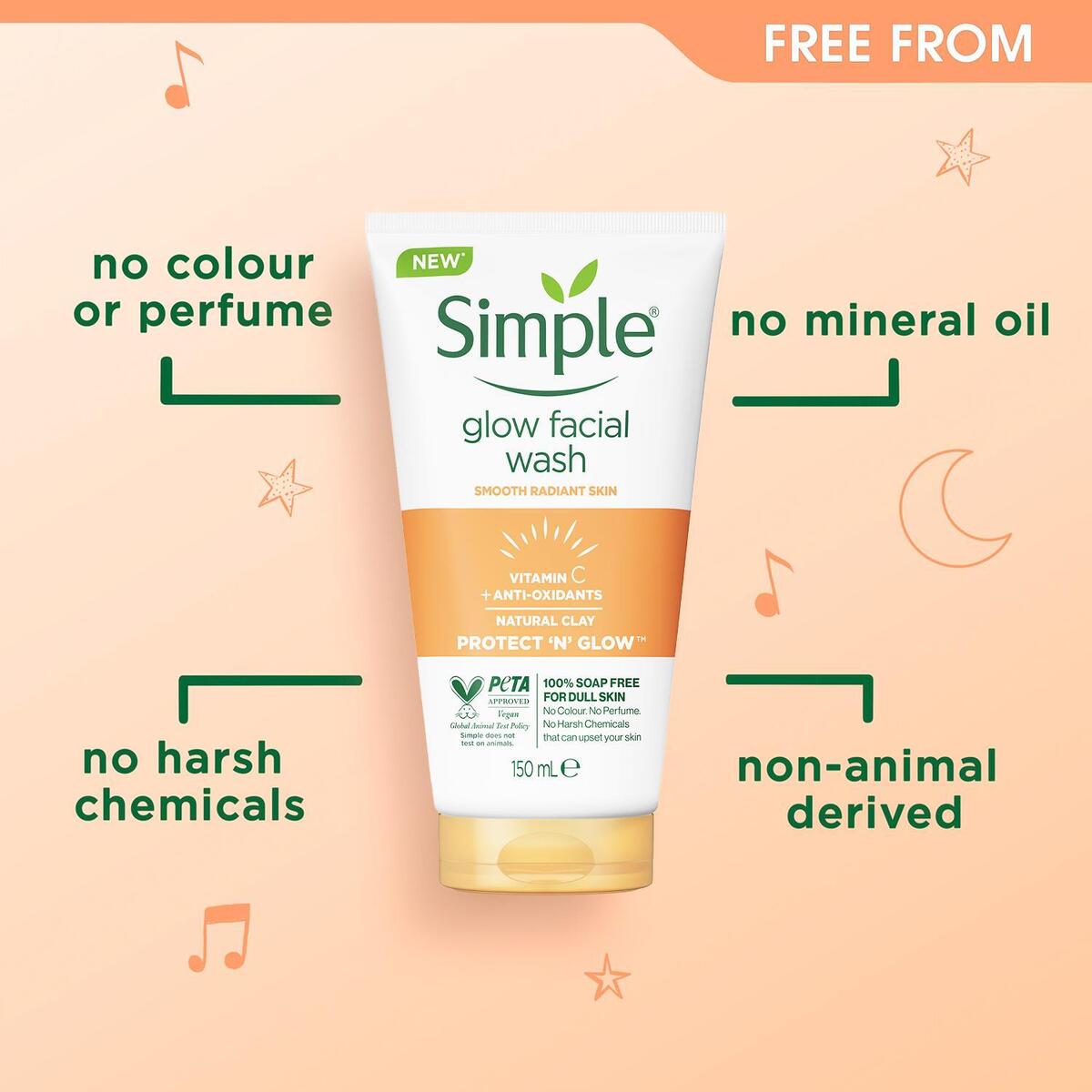 Simple Express Glow Clay Polish Face Wash 150ml