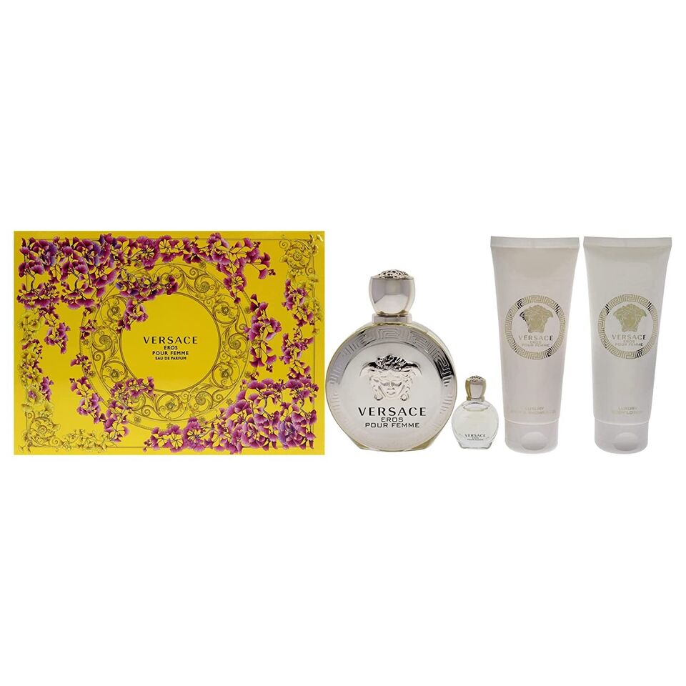 Versace Eros Pour Femme Set (EDP 100ml + EDP 5ml + Shower Gel 100ml + Body Lotion 100ml)