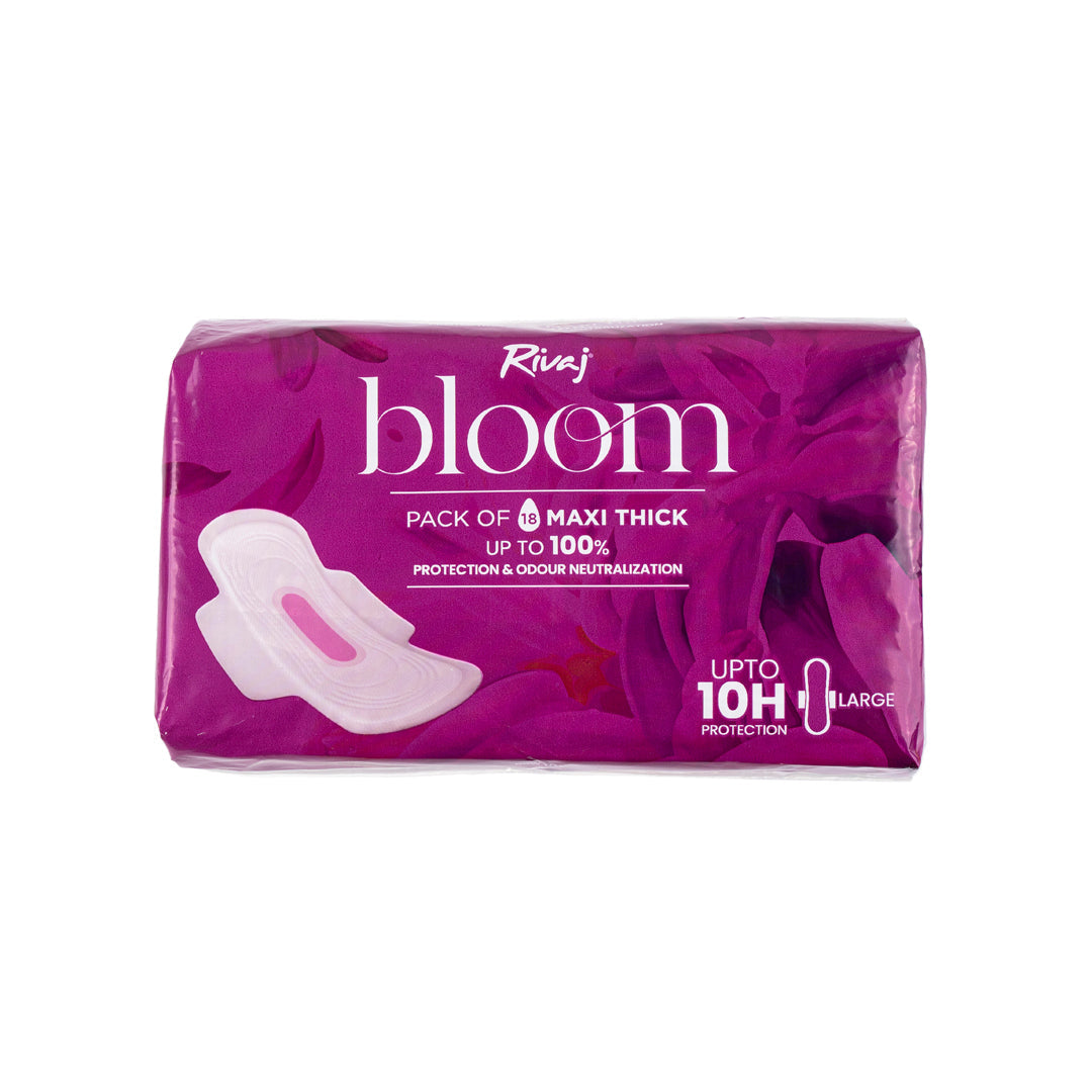 Rivaj Maxi Thick Bloom Sanitary Pads (Large) 18 PCS