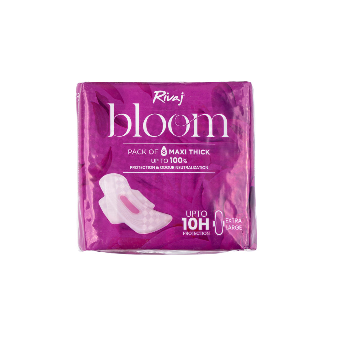 Rivaj Maxi Thick Bloom Sanitary Pads (Extra Large) 8 PCS