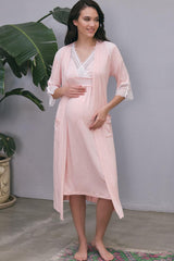 2 Pieces Nursing Nighty Gown Set - (MAN5508) RIOS