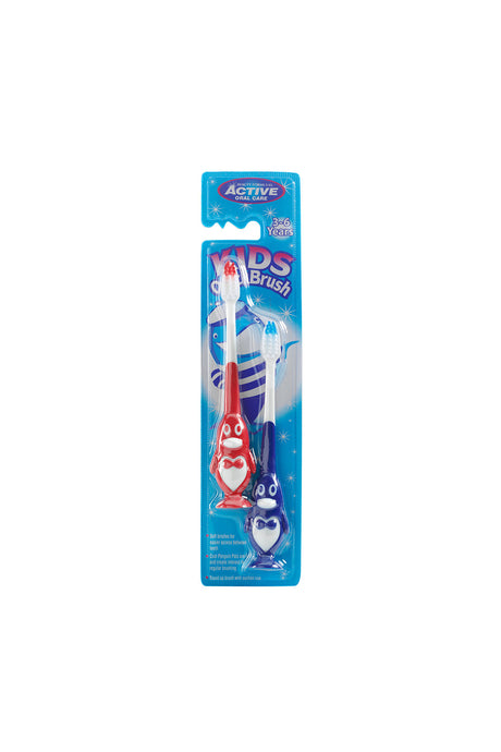 Active 2S Kids Penguin Tooth Brush 3-6Years RIOS