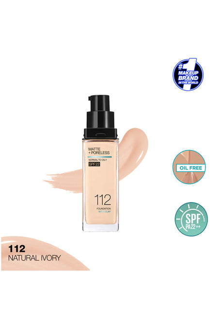 Fit Me Matte + Poreless Liquid Foundation SPF 22 - 112 Natural Ivory 30ml RIOS