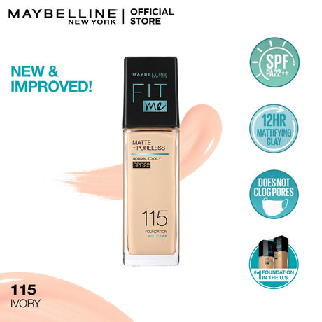 Fit Me Matte + Poreless Liquid Foundation SPF 22 - 115 Ivory 30ml RIOS