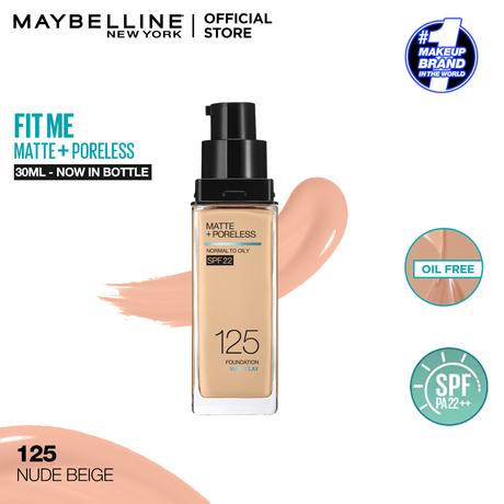 Fit Me Matte + Poreless Liquid Foundation SPF 22 - 125 Nude Beige 30ml RIOS