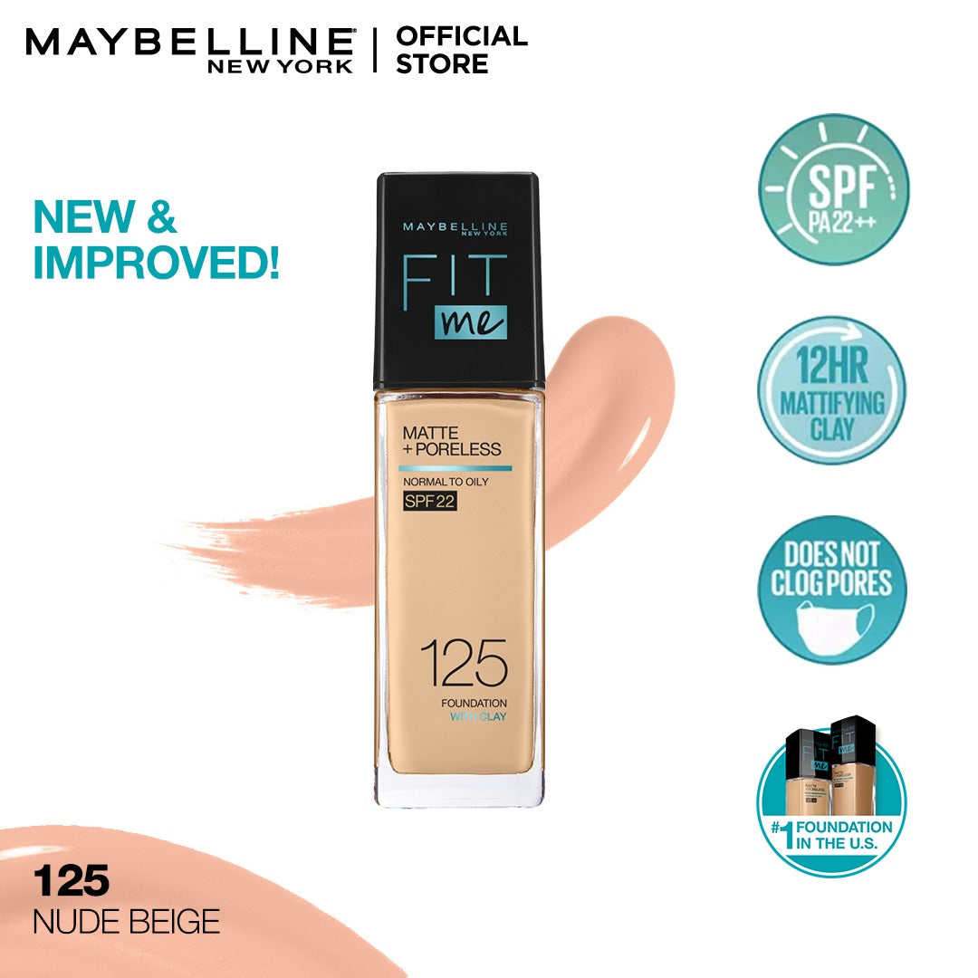 Fit Me Matte + Poreless Liquid Foundation SPF 22 - 125 Nude Beige 30ml RIOS