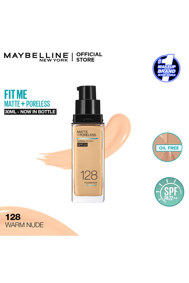 Fit Me Matte + Poreless Liquid Foundation SPF 22 - 128 Warm Nude 30ml RIOS