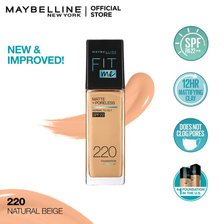 Fit Me Matte + Poreless Liquid Foundation SPF 22 - 220 Natural Beige 30ml RIOS